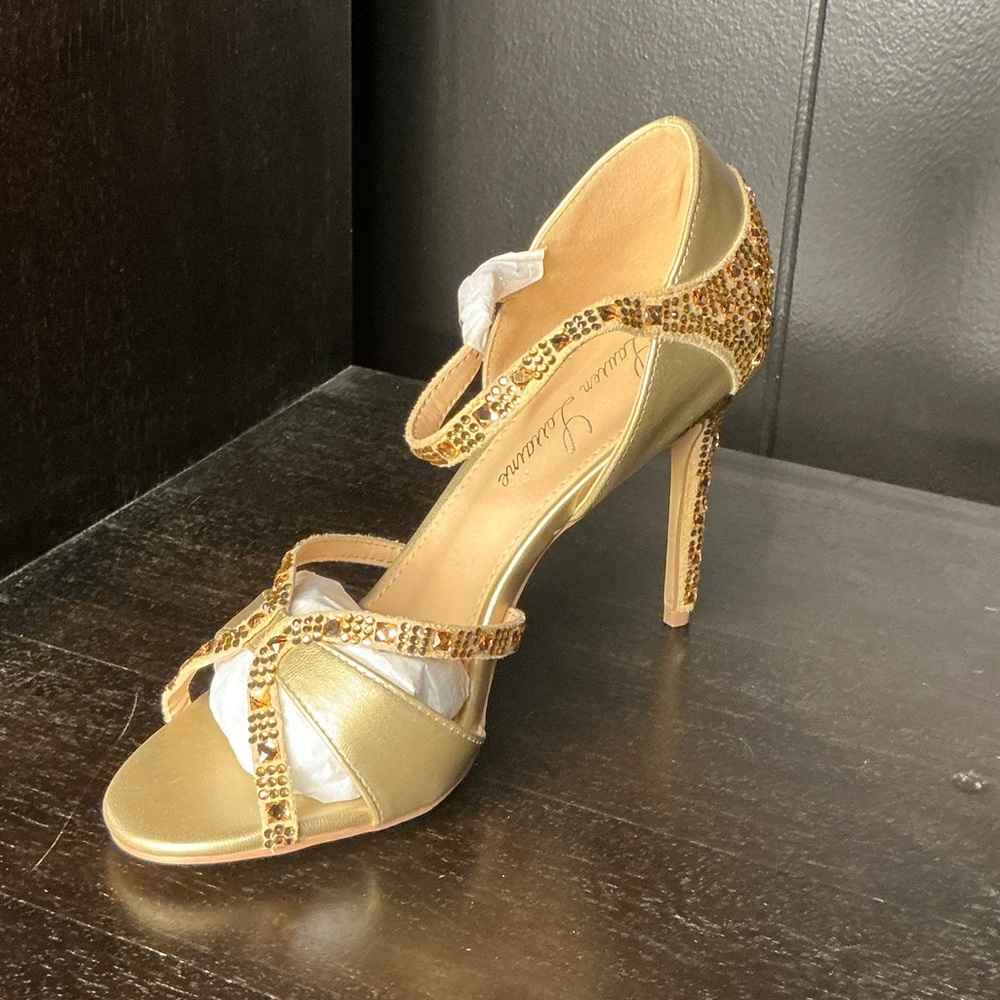 Gold Embellished High Heel Sandals